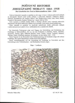 DIE GESCHICHTE DER POST IN SÜDWESTMÄHREN 1664-1918 – Blatt 1