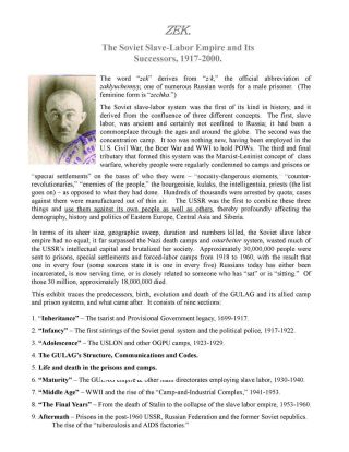 ZEK - SOWJETISCHE ZWANGARBEITSLAGERN UND SEINE NACHFOLGER, 1917-2000 – Blatt 1