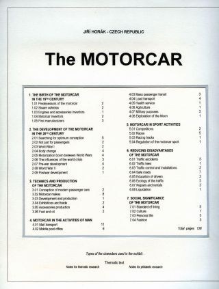 THE MOTORCAR – sheet 1