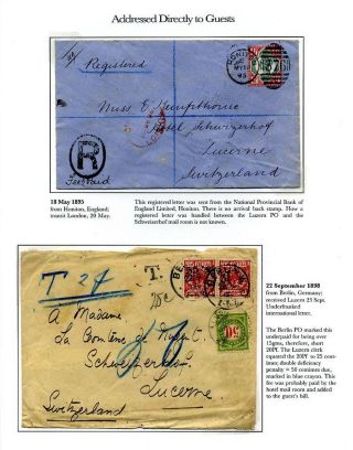 H0TEL SCHWEIZERHOF, LUZERN, SWITZERLAND - POSTAL SERVICE AT A FIVE STAR HOTEL 1872-1950 – sheet 9