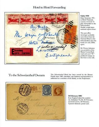 H0TEL SCHWEIZERHOF, LUZERN, SWITZERLAND - POSTAL SERVICE AT A FIVE STAR HOTEL 1872-1950 – sheet 12