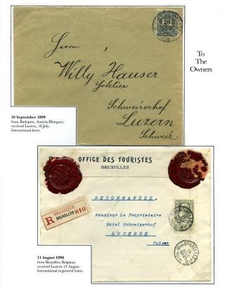H0TEL SCHWEIZERHOF, LUZERN, SWITZERLAND - POSTAL SERVICE AT A FIVE STAR HOTEL 1872-1950 – sheet 13