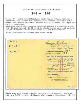 FINNISH ALCOHOL CERTIFICATES AND REVENUE STAMPS 1944-1970 – sheet 3