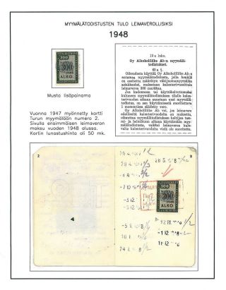 FINNISH ALCOHOL CERTIFICATES AND REVENUE STAMPS 1944-1970 – sheet 5