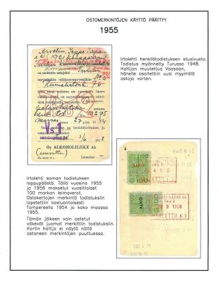 FINNISH ALCOHOL CERTIFICATES AND REVENUE STAMPS 1944-1970 – sheet 9