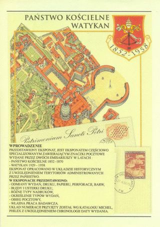 PAPEŽSKÝ STÁT, VATIKÁN 1852-1958 – list 1