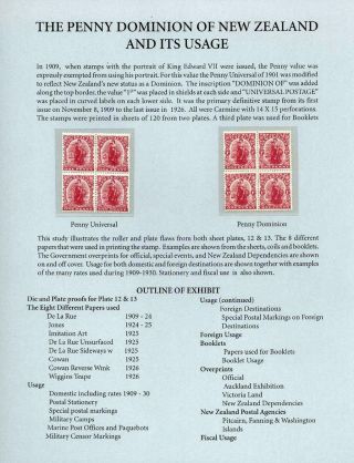 THE PENNY DOMINION OF NEW ZEALAND AND ITS USAGE – sheet 1