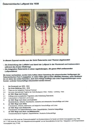 AUSTRIAN AIRMAIL TILL 1938 – sheet 1