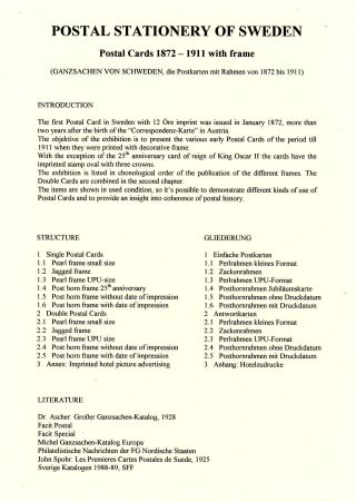 GANZSACHEN VON SCHWEDEN, DIE POSTKARTEN MIT RAHMEN VON 1872 BIS 1911 – Blatt 1