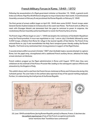 FRENCH MILITARY FORCES IN ROME, 1849-1870 – sheet 1