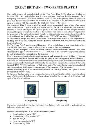 GREAT BRITAIN - TWO PENCE PLATE 3 AND 4 – sheet 1