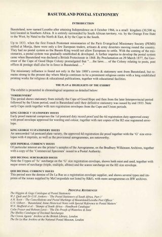 BASUTOLAND POSTAL STATIONERY – sheet 1