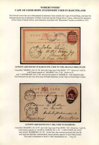 BASUTOLAND POSTAL STATIONERY – sheet 2