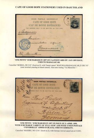 BASUTOLAND POSTAL STATIONERY – sheet 6