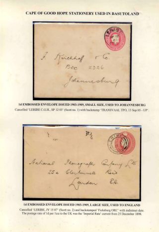 BASUTOLAND POSTAL STATIONERY – sheet 12