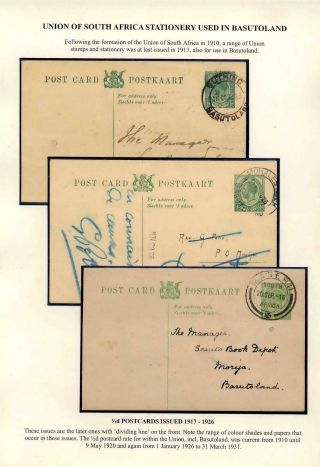 BASUTOLAND POSTAL STATIONERY – sheet 17