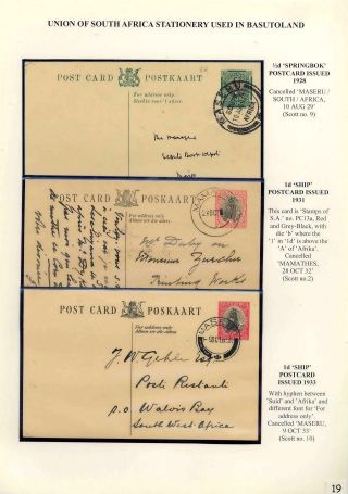 BASUTOLAND POSTAL STATIONERY – sheet 19