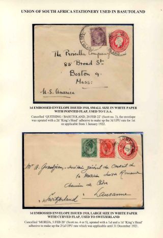 BASUTOLAND POSTAL STATIONERY – sheet 20