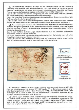 TRANSATLANTIC MAIL BALTIMORE - EMDEN 1846-1854 – sheet 4