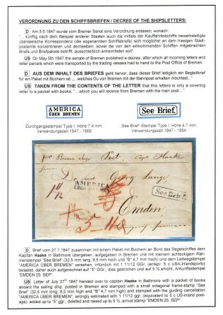 TRANSATLANTIC MAIL BALTIMORE - EMDEN 1846-1854 – sheet 8
