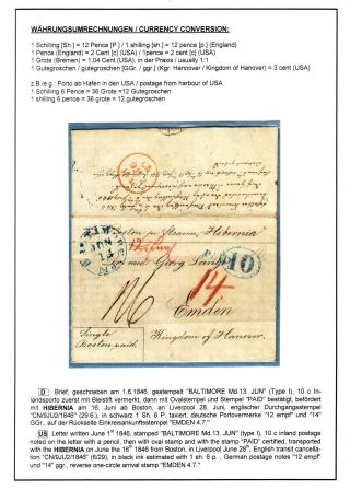 TRANSATLANTIC MAIL BALTIMORE - EMDEN 1846-1854 – sheet 12