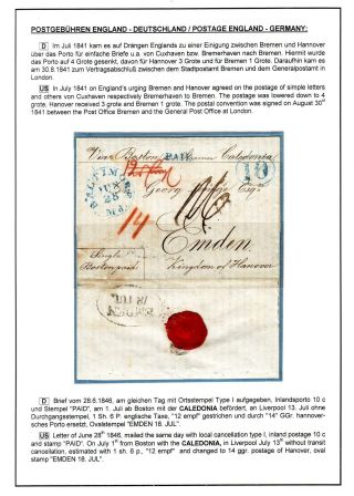 TRANSATLANTIC MAIL BALTIMORE - EMDEN 1846-1854 – sheet 13