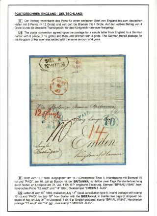 TRANSATLANTIC MAIL BALTIMORE - EMDEN 1846-1854 – sheet 14