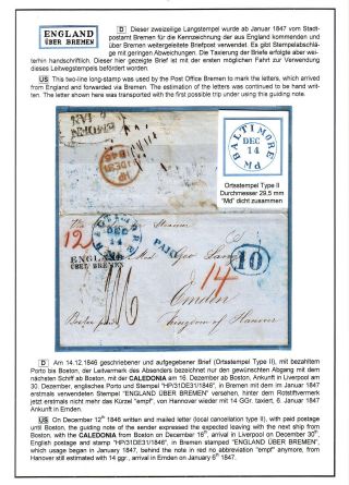 TRANSATLANTICKÁ POŠTA BALTIMORE - EMDEN 1846-1854 – list 21