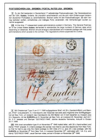TRANSATLANTICKÁ POŠTA BALTIMORE - EMDEN 1846-1854 – list 37