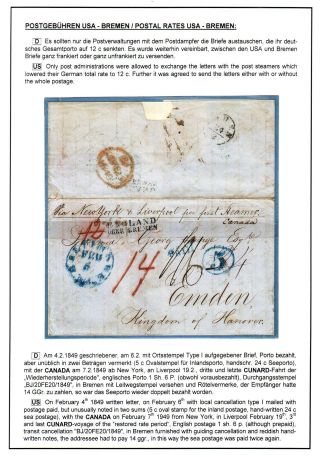 TRANSATLANTICKÁ POŠTA BALTIMORE - EMDEN 1846-1854 – list 41
