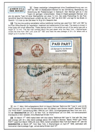 TRANSATLANTICKÁ POŠTA BALTIMORE - EMDEN 1846-1854 – list 56