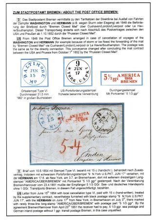 TRANSATLANTICKÁ POŠTA BALTIMORE - EMDEN 1846-1854 – list 57