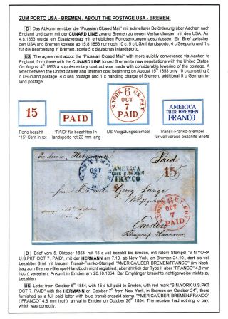 TRANSATLANTICKÁ POŠTA BALTIMORE - EMDEN 1846-1854 – list 58