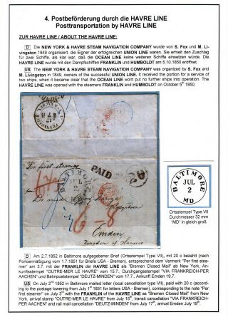 TRANSATLANTICKÁ POŠTA BALTIMORE - EMDEN 1846-1854 – list 60