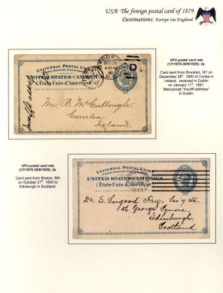 USA: KORRESPONDENZKARTEN FÜR AUSLAND, AUSGABE 1879 – Blatt 9