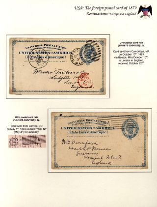 USA: KORRESPONDENZKARTEN FÜR AUSLAND, AUSGABE 1879 – Blatt 10