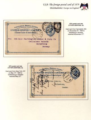 USA: KORRESPONDENZKARTEN FÜR AUSLAND, AUSGABE 1879 – Blatt 11
