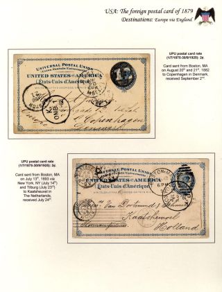 USA: KORRESPONDENZKARTEN FÜR AUSLAND, AUSGABE 1879 – Blatt 12