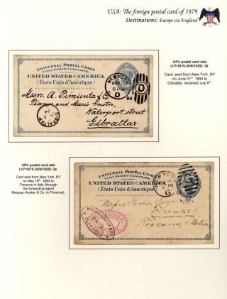 USA: THE FOREIGN POSTAL CARD OF 1879 – sheet 17