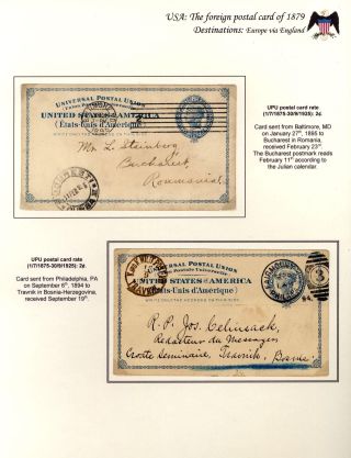 USA: THE FOREIGN POSTAL CARD OF 1879 – sheet 21