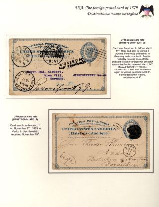 USA: THE FOREIGN POSTAL CARD OF 1879 – sheet 23