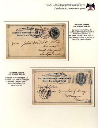 USA: THE FOREIGN POSTAL CARD OF 1879 – sheet 24