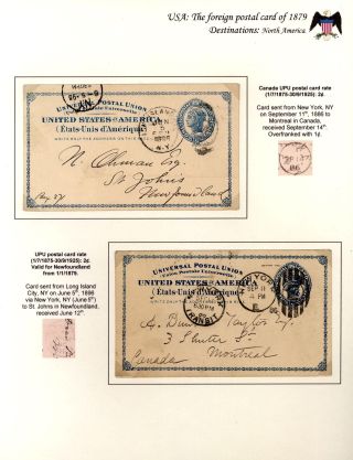USA: THE FOREIGN POSTAL CARD OF 1879 – sheet 28