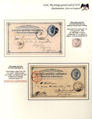 USA: THE FOREIGN POSTAL CARD OF 1879 – sheet 45