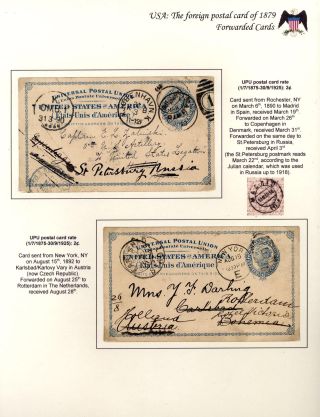 USA: THE FOREIGN POSTAL CARD OF 1879 – sheet 61