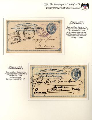 USA: THE FOREIGN POSTAL CARD OF 1879 – sheet 65