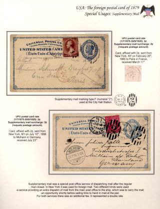 USA: THE FOREIGN POSTAL CARD OF 1879 – sheet 67