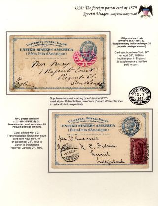 USA: THE FOREIGN POSTAL CARD OF 1879 – sheet 68