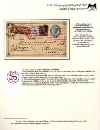 USA: THE FOREIGN POSTAL CARD OF 1879 – sheet 69