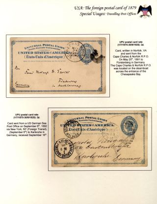 USA: THE FOREIGN POSTAL CARD OF 1879 – sheet 72